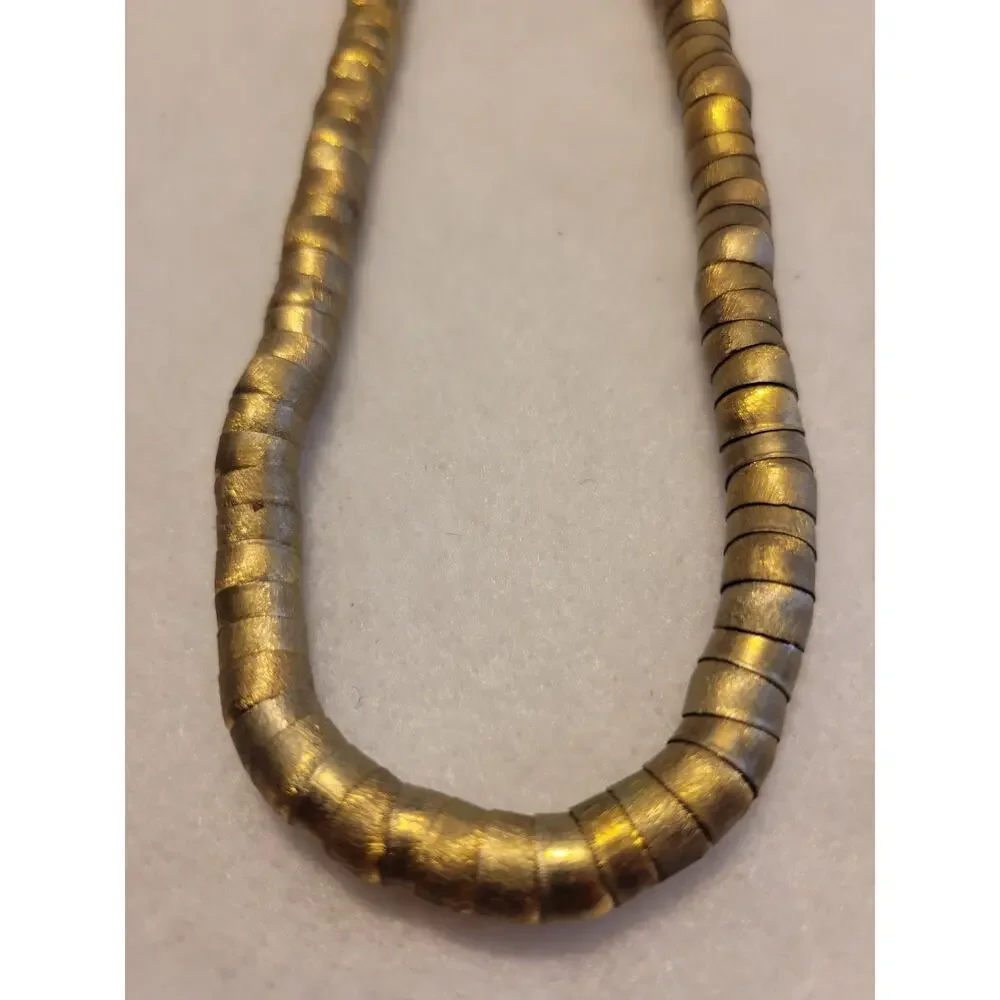Brass Bronze Necklace Serpentine Reticulated Tube Beaded Metal Fashion‎ Jewelry